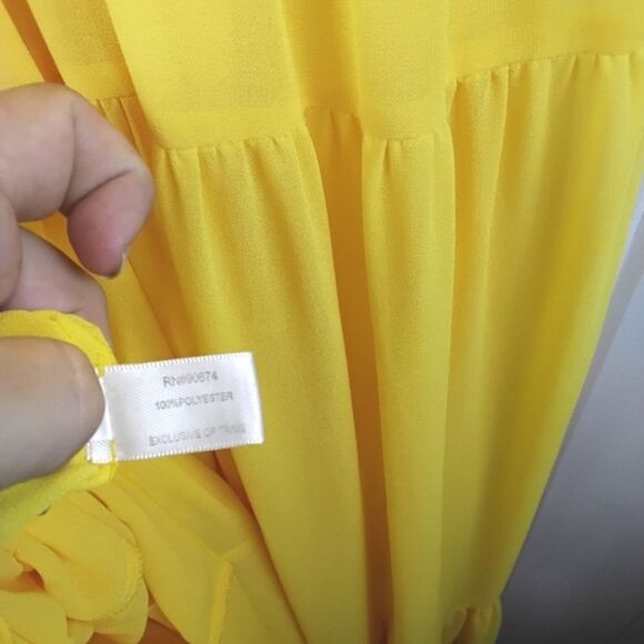 Boston Proper Yellow Tiered Ruffle‎ Maxi Dress Size Small - Picture 11 of 16